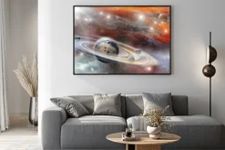 Plakat: Kosmiczny pejzaż z planetami