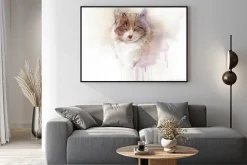 Plakat: Kot w stylu akwarelowym