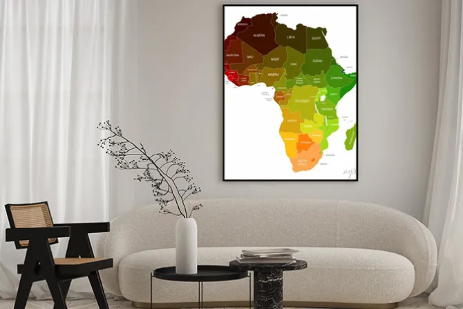 Plakat: Kraje afryki na mapie