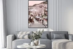 Plakat: Krajobraz kioto japońskie miasto o zachodzie słońca