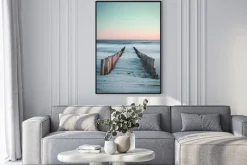 Plakat: Krajobraz plaża i morze o zachodzie słońca