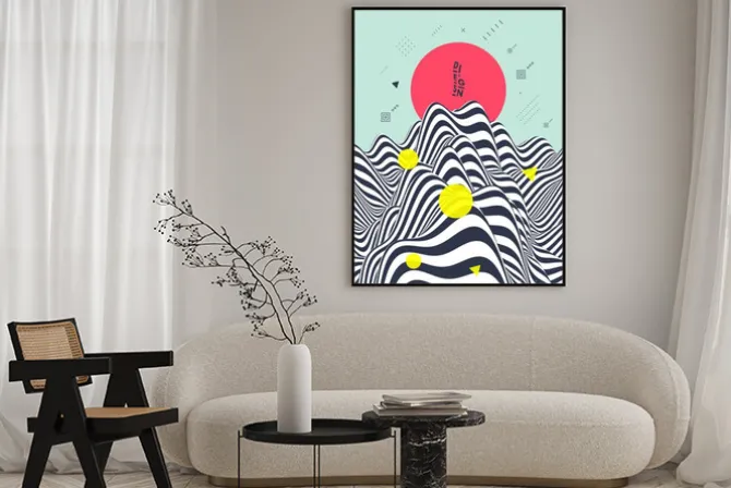 Plakat: Krajobraz w tle. teren. azjatycka wektorowa ilustracja.