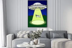 Plakat: Krowa porwana przez ufo
