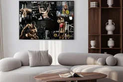 Plakat: Kulturyści podczas wykonywania ćwiczeń na siłowni