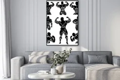 Plakat: Kulturystyka, trójbój siłowy, wektor, zestaw