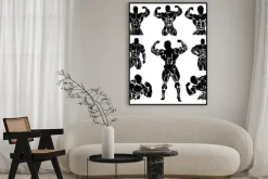 Plakat: Kulturystyka, trójbój siłowy, wektor, zestaw