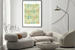 Plakat: Kwiatowa kompozycja z liśćmi w stylu william morris