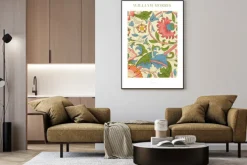 Plakat: Kwiatowy wzór z elementami liści w stylu william morris