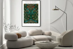 Plakat: Kwiaty i liście w stylu william morris