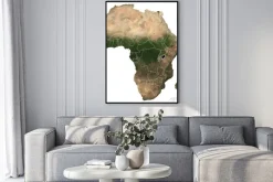 Plakat: Large (97 mp) isolated satellite image of africa with country