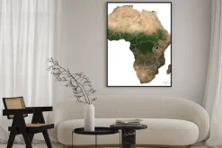 Plakat: Large (97 mp) isolated satellite image of africa with country