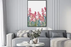 Plakat: Lavender vecor background pink flower card colorful