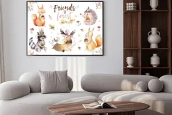 Plakat: Leśne zwierzęta na bajkowej ilustracji