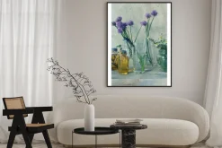 Plakat: Letnie zioła i kwiaty na drewnianym stole