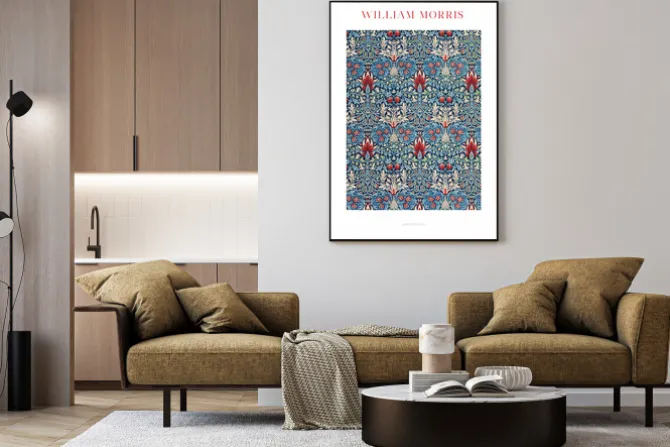 Plakat: Liście i kwiaty artystyczny ornament w stylu william morris