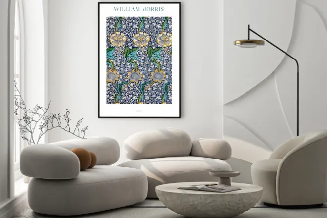 Plakat: Liście i kwiaty w stylu sztuki william morris