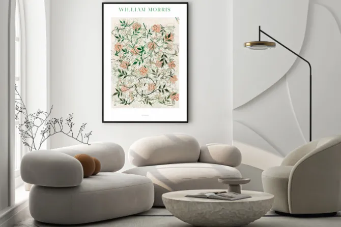 Plakat: Liście i kwiaty w wzorze artystycznym william morris