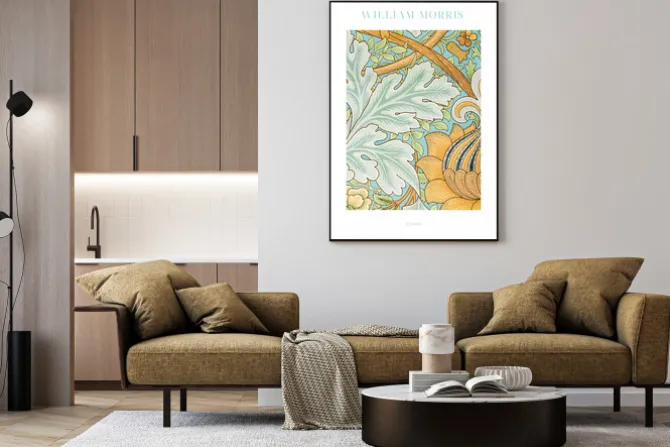 Plakat: Liście i roślinne motywy w stylu william morris