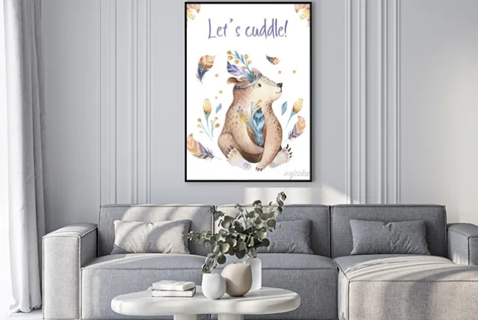 Plakat: Śliczny czeski dziecko niedźwiedzia zwierzę dla przedszkola,