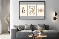 Plakat: Linocut art. contemporary aesthetic posters with abstract illustrations