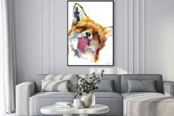 Plakat: Lis z wystawionym językiem