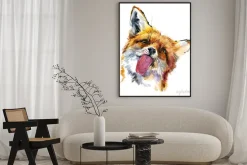 Plakat: Lis z wystawionym językiem