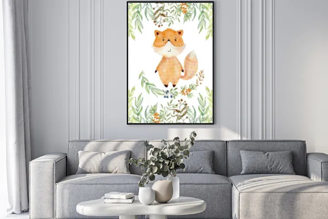 Plakat: Lisek malowany akwarelą