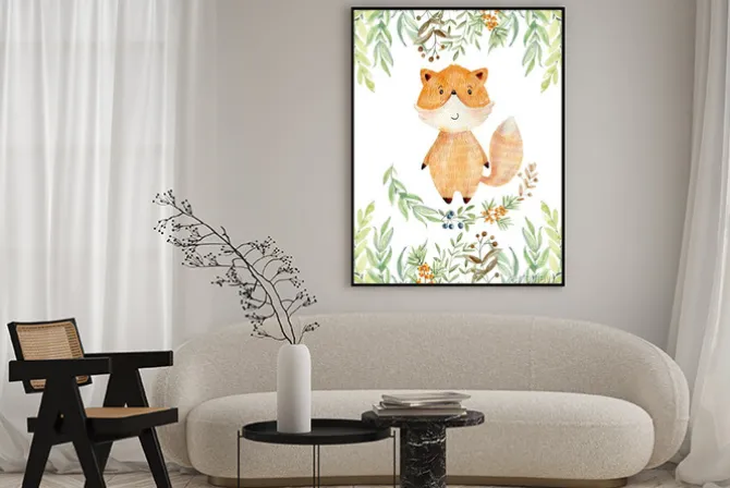 Plakat: Lisek malowany akwarelą