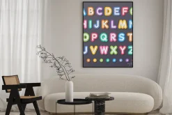 Plakat: Litery alfabetu papier kapitałowe