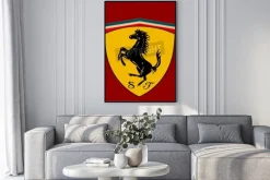 Plakat: Logo ferrari z czarnym koniem