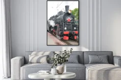 Plakat: Lokomotywa parowa, widok z przodu