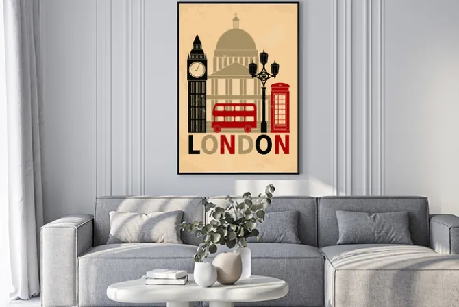 Plakat: Londyn na minimalistycznej grafice