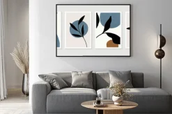 Plakat: Luxury botanical golden texture wall art vector set. marble art