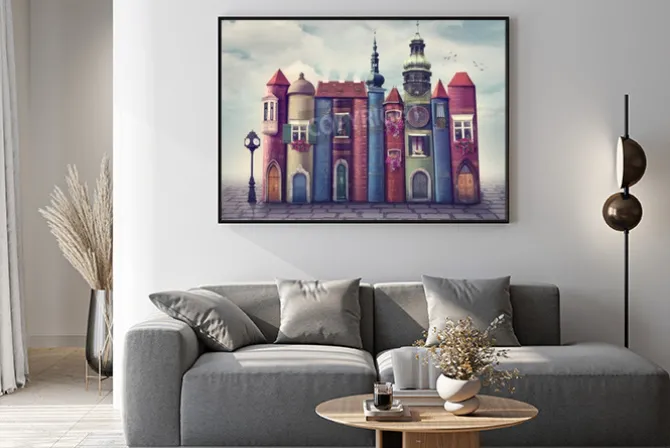 Plakat: Magiczne miasto ze starymi książkami