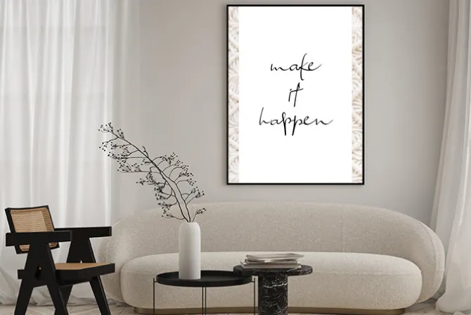 Plakat: Make it happen minimalistyczny cytat