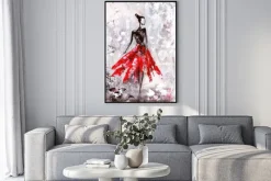 Plakat: Malarstwo olejne, młoda kobieta w sukni