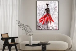 Plakat: Malarstwo olejne, młoda kobieta w sukni