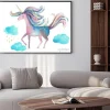 Plakat: Malowany jednorożec w chmurach