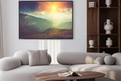 Plakat: Malownicze słońca nad górami