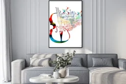 Plakat: Malunek wiolonczeli z nutami