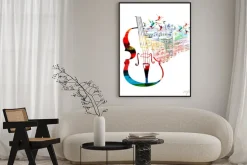 Plakat: Malunek wiolonczeli z nutami