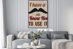 Plakat: Mam wąsy i wiem, jak go używać retro plakat