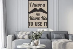 Plakat: Mam wąsy i wiem, jak go używać retro plakat