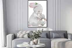 Plakat: Mama zając z dzieckiem