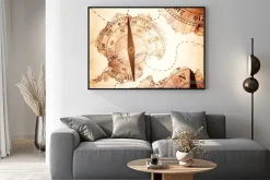 Plakat: Mapa antarktydy i kompas stary papier na białym tle, elementy