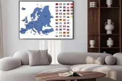 Plakat: Mapa europy i flagi
