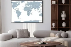 Plakat: Mapa polityczna świata. szczegółowa mapa świata z linii brzegowych,