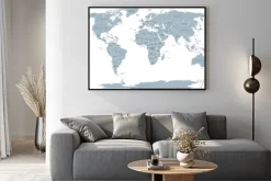 Plakat: Mapa polityczna świata. szczegółowa mapa świata z linii brzegowych,