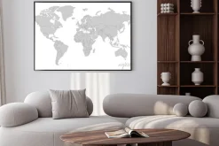 Plakat: Mapa świata grey vector