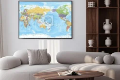 Plakat: Mapa świata z państwami i stolicami